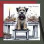 Border Terrier Dog Christmas Card. At The Christmas Table, thumbnail 1 of 2