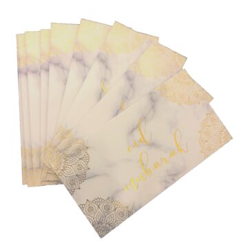 Eid Mubarak Money Envelopes 10pk Marble And Gold, 2 of 2