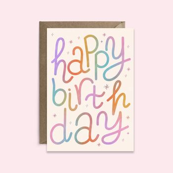 Happy Birthday Hand Lettering Gradient Card, 4 of 4