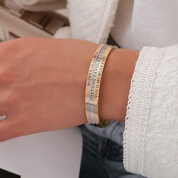 Personalised Womens Bangle Names Dates Mottos, 5 of 6