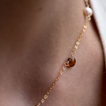 Dainty Tourmaline Garnet And Pearls Chain Necklace, 6 of 11
