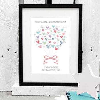 Personalised Teacher Gift Heart Print, 4 of 10