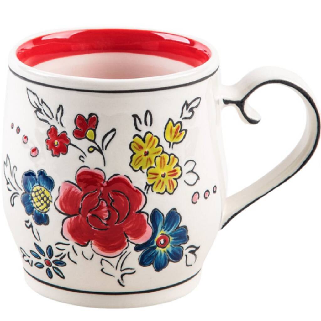 Molly Hatch Flower Patch Mug Pink/Red Stripe By Bell & Blue