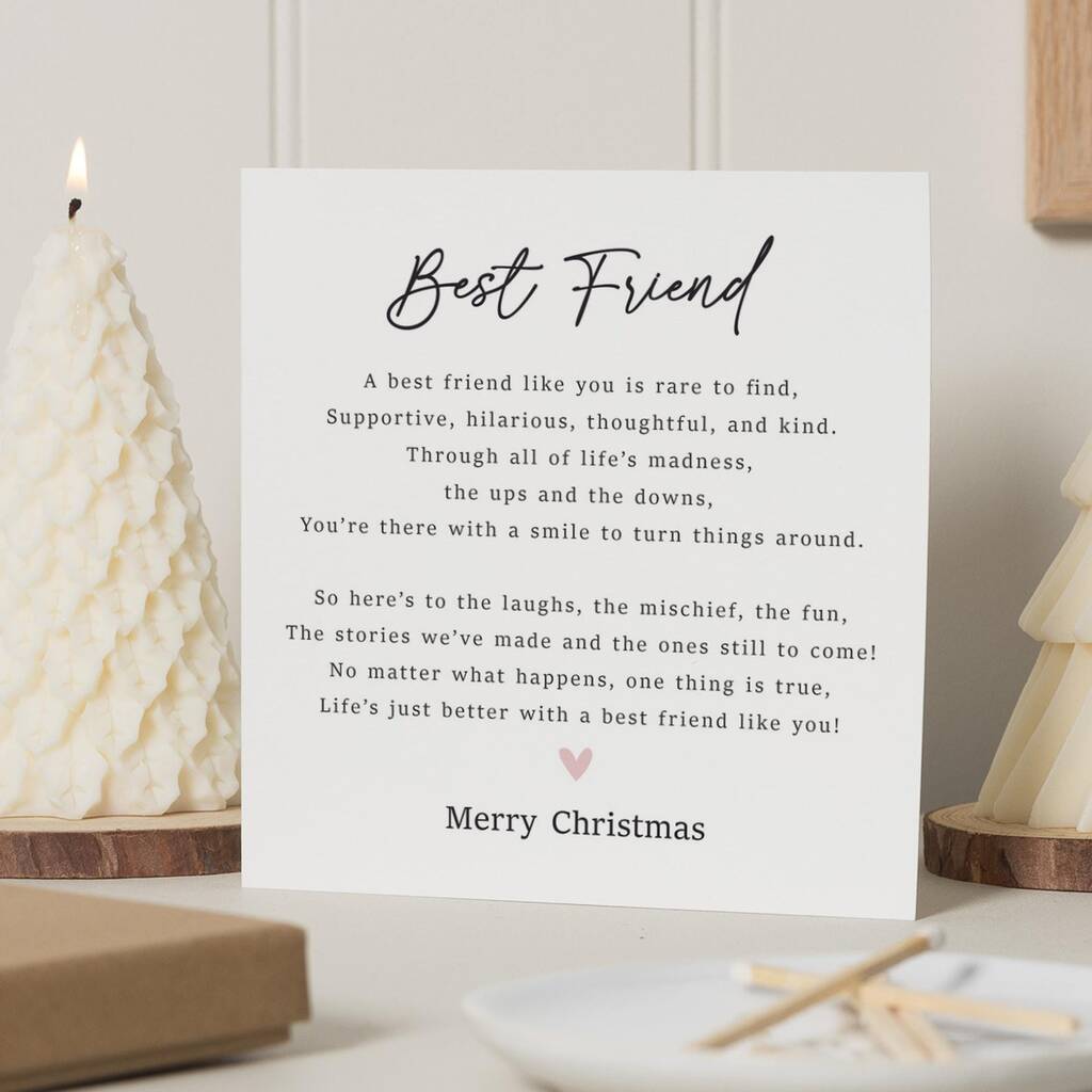 Personalised Best Friend Christmas Poem Card, 1 of 7