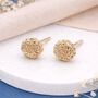 Gold Plated Sterling Silver Marigold Flower Stud Earrings – 7mm, thumbnail 1 of 6