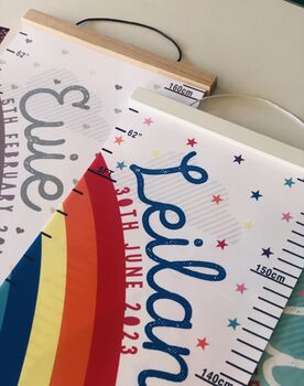 Personalised Rainbow And Stars Canvas Height Chart, 5 of 6