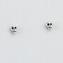 Sterling Silver Tiny Skull Earrings, thumbnail 3 of 4