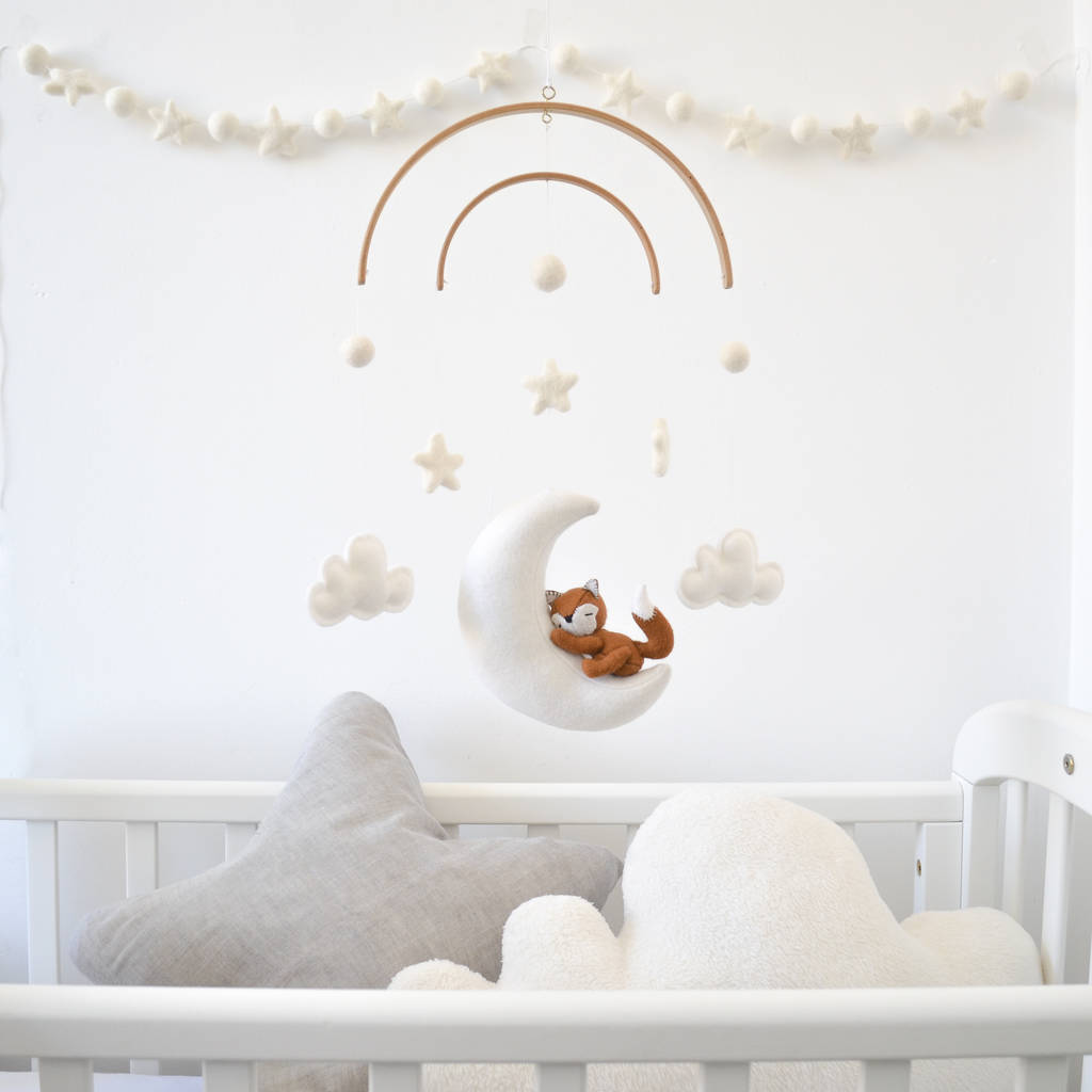Sleeping Fox With Moon And Stars Baby Mobile, 1 of 11