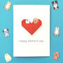 Personalised Cat And Dog Mother's Day Origami Heart Card, thumbnail 1 of 6