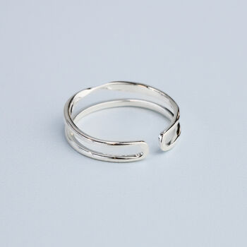 Sterling Silver Simple Double Band Adjustable Ring, 4 of 5