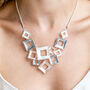 Dusky Pink And Grey Geometric Hollow Square Necklace, thumbnail 2 of 3