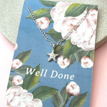 Graduation Well Done Exam Sterling Silver Starfish Necklace, 9 of 9
