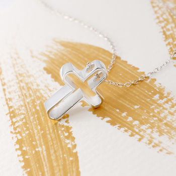 Cross Silhouette Necklace In Sterling Silver, 3 of 11