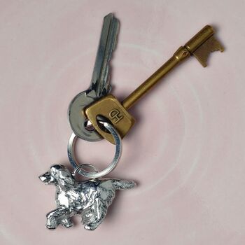 Spaniel Dog Pewter Keyring. Springer Gifts UK Handmade, 4 of 9