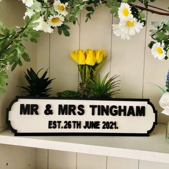 Personalised Wedding Surname Vintage Wooden Road Sign, 5 of 12