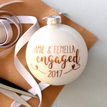 Personalised Copper Engagement Bauble, 2 of 3