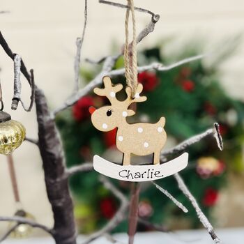Personalised Rocking Reindeer Christmas Decoration, 5 of 10