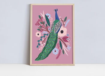 Peacock And The Peonies Print, 4 of 4