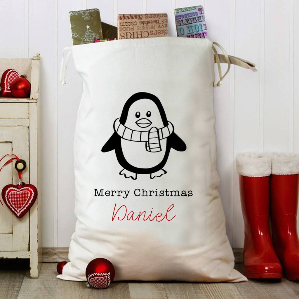 Little Penguin Personalised Christmas Sack