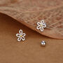 Sterling Silver Two Tone Daisy 18 G Screw Back Earrings, thumbnail 1 of 10