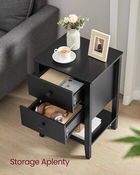 Set Of Two Bamboo Bedside Tables End Tables Ink Black, 3 of 6