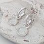 Circle Clear Quartz April Birthstone Earrings, Silver, thumbnail 4 of 5