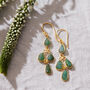 Emerald Carved Gemstone Gold Plated Silver Earrings, thumbnail 1 of 7
