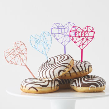 Personalised Geometric Heart Cupcake Topper, 5 of 8