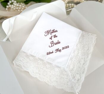 Personalised Mother Of The Bride Lace Handkerchief, 2 of 7