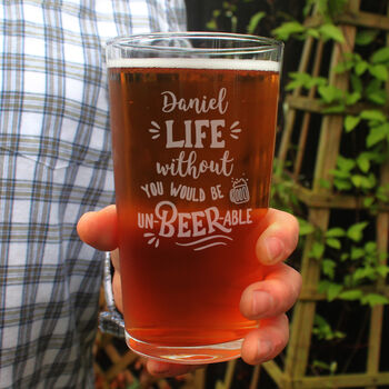 Personalised Un Beer Able Pint Glass Gift Boxed, 3 of 4