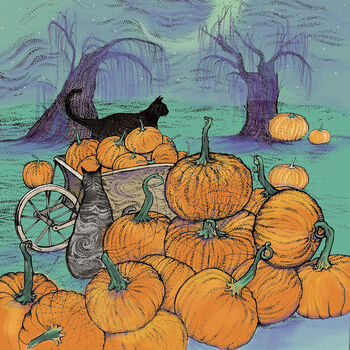 'Cats And Pumpkins' Print, 3 of 3