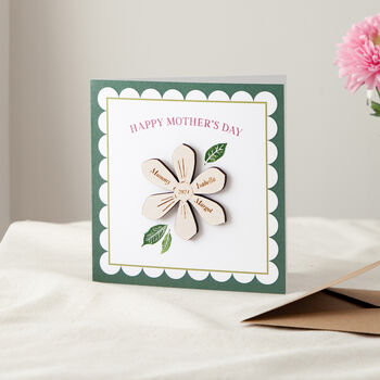 Personalised Wooden Flower Mother's Day Keepsake Card, 2 of 2