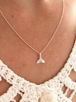 Sterling Silver Whale Tail Pendant Necklace, 6 of 9