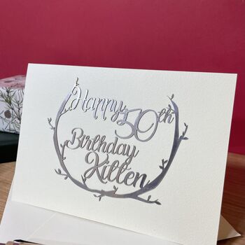 Personalised 50th Silver Papercut Birthday Card, 8 of 10