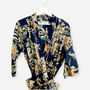Giraffe Print 100% Cotton Dressing Gown Kimono In Dark Blue, thumbnail 3 of 3