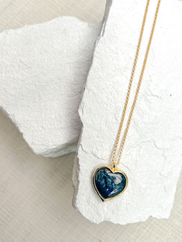 Dumortierite Puff Heart Gold Plated Necklace, 2 of 3