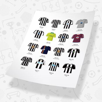 Newcastle Classic Retro Football Kits Team Print, 2 of 4