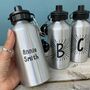 Silver And Black Initial Water Bottle, thumbnail 4 of 4