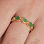 Green Emerald Gemstone Cartwheel Gold Vermeil Ring, thumbnail 2 of 10