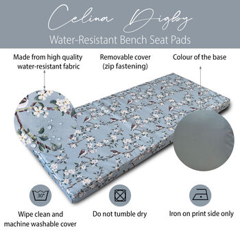 Blossom Duck Egg Water Resistant Garden Bench Seat Pad, 2 of 3