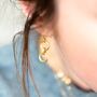 Gold Plated Circle Drop Earrings, thumbnail 3 of 5