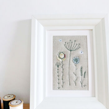 Wildflowers Embroidered Linen Picture, 3 of 5