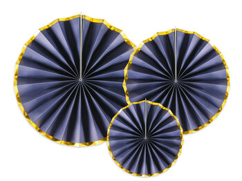 Navy Blue Party Fan Decoration Set X Three, 3 of 4