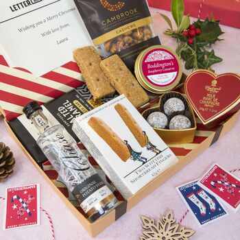 Luxury Christmas Letter Box Hamper With Gin, 8 of 11