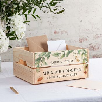 Green Eucalyptus Wedding Card And Gift Crate, 2 of 2