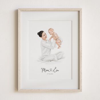 Baby Shower Gift – Personalised First Birthday Hand Drawn Baby Portrait, 6 of 9