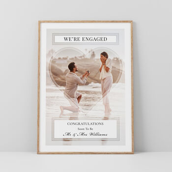 We’re Engaged Couples Photo Print Personalised Engagement Gift, 2 of 6