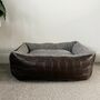 Woven Effect Vegan Leather Fleece Lined Sofa Dog Bed, thumbnail 6 of 8