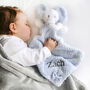 Personalised Blue Elephant With Bow Baby Comforter, thumbnail 3 of 5