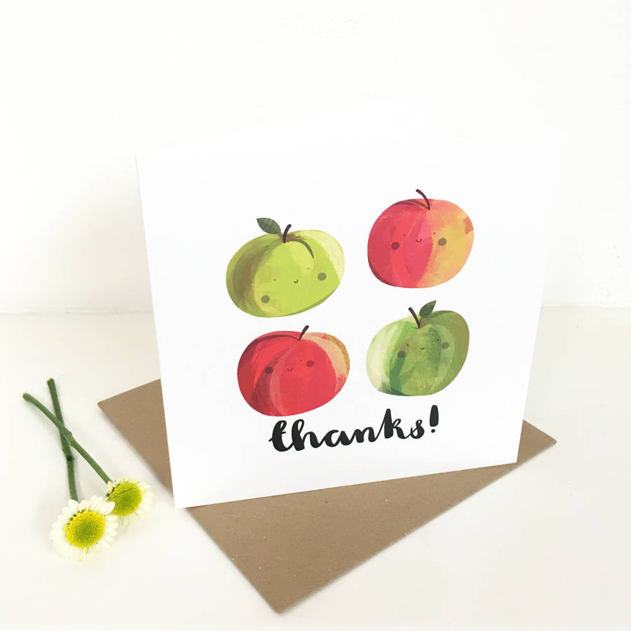 'thanks!' apple greetings card by lauren radley | notonthehighstreet.com